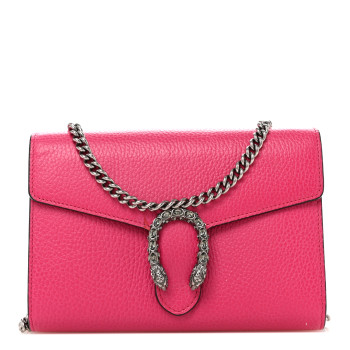 GUCCI Dollar Calfskin Crystal Mini Dionysus Chain Wallet Box Pink