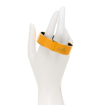HERMES Enamel Printed Caleche Wide Bracelet 65 Jaune De Mars