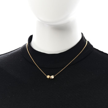 CHRISTIAN DIOR Crystal CD Cube Pendant Necklace Gold