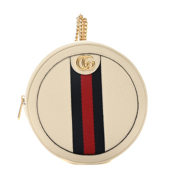 GUCCI Textured Calfskin Web Mini Ophidia Round Backpack Mystic White