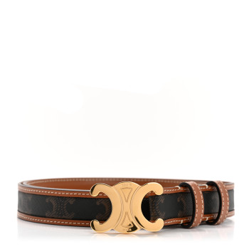 CELINE Canvas Calfskin Medium 25mm Triomphe Belt 85 34 Tan