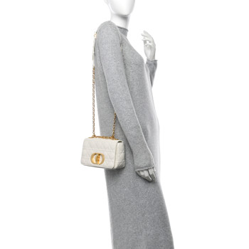 CHRISTIAN DIOR Calfskin Cannage Small Caro Bag Ivory