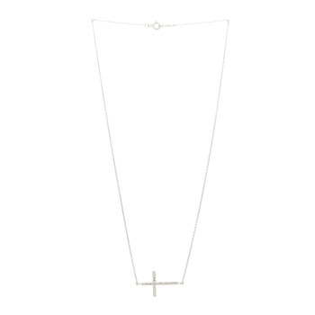 TIFFANY Sterling Silver Paloma Picasso Hammered Sideways Cross Pendant Necklace