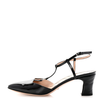 GUCCI Patent Charlotte Petite GG 55mm Slingback Pumps 40 Black