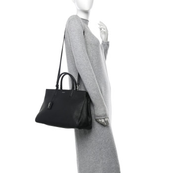 SAINT LAURENT Grained Calfskin Small Cabas Rive Gauche Black
