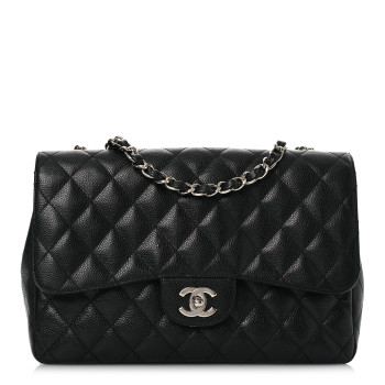 CHANEL Caviar Quilted Jumbo Double Flap Black