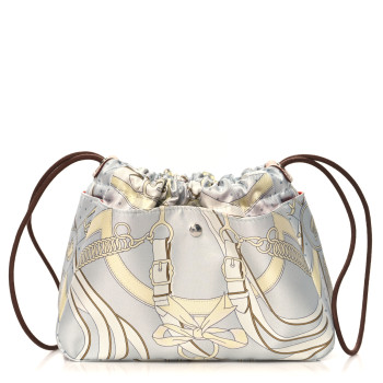 HERMES Silk Barenia Promenade du Matin Bandana 20 Bag Insert PM Gris Platine Jaune Milton Fauve
