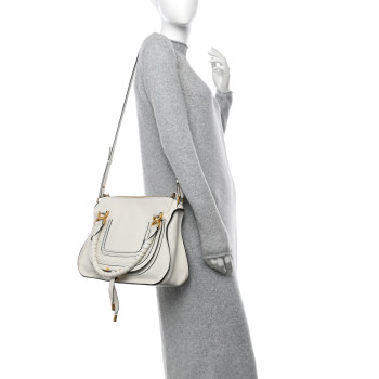 CHLOE Calfskin Medium Marcie Satchel White