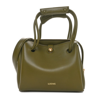 LOEWE Shiny Nappa Calfskin Small Madrid Bag Olive