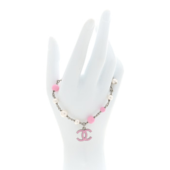 CHANEL Pearl Enamel CC Bracelet Pink