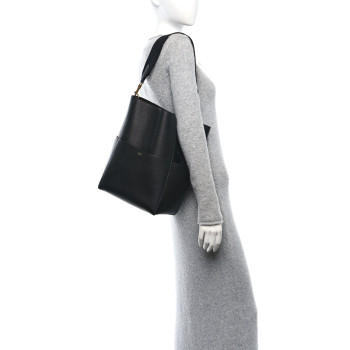 CELINE Soft Grained Calfskin Sangle Bucket Bag Black