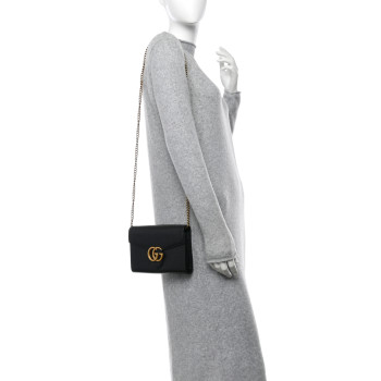 GUCCI Calfskin GG Marmont Chain Wallet Black