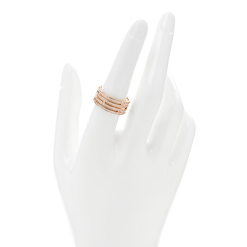 HERMES 18K Rose Gold Diamond GM Ariane Wedding Band Ring 56 7.5