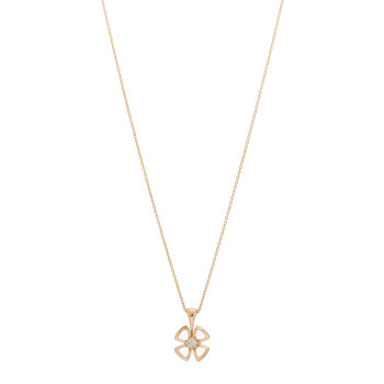 BULGARI 18K Rose Gold Diamond Fiorever Pendant Necklace