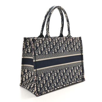 CHRISTIAN DIOR Oblique Medium Book Tote Blue Multicolor