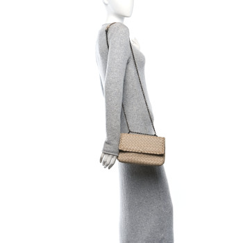 BOTTEGA VENETA Nappa Intrecciato Small Olimpia Shoulder Bag Mink