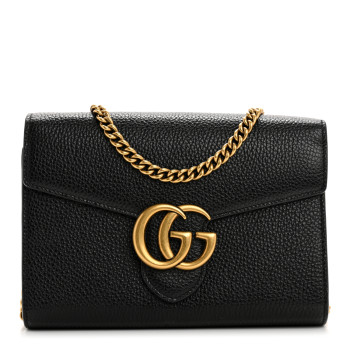 GUCCI Calfskin GG Marmont Chain Wallet Black