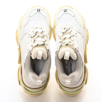 BALENCIAGA Fabric Mesh Womens Triple S Sneakers 37 White