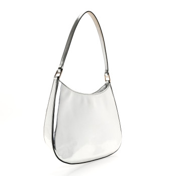 PRADA Spazzolato Cleo Shoulder Bag Argento