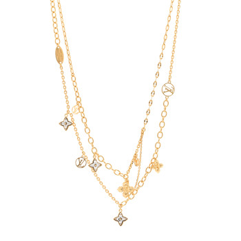 LOUIS VUITTON Metal Blooming Strass Necklace Gold