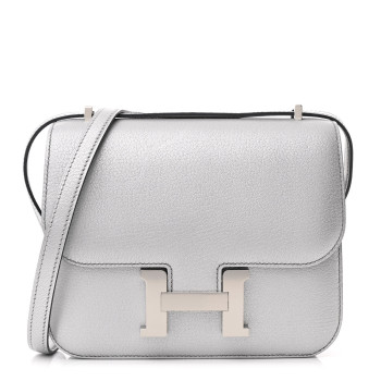HERMES Metallic Chevre Chamkilight Constance 18 Argent