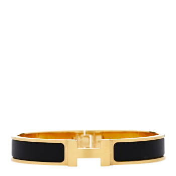 HERMES Matte Enamel Narrow Clic Clac HH Bracelet T6 Black