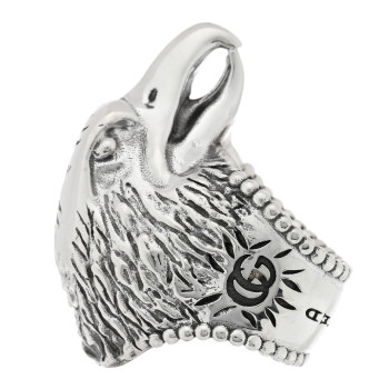 GUCCI Sterling Silver Large Anger Forest Eagle Head Ring 54 6.75