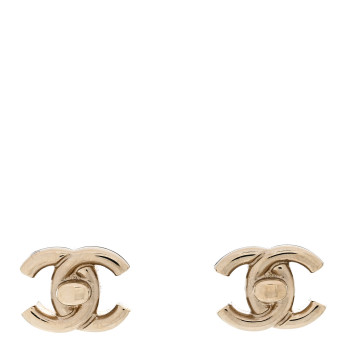 CHANEL Metal CC Turnlock Earrings Gold