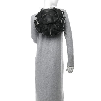 ALEXANDER WANG Lambskin Marti Backpack Bag Washed Black Rhodium Hardware