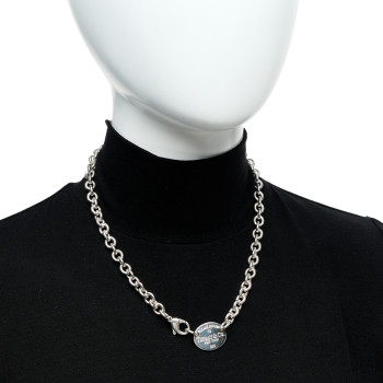 TIFFANY Sterling Silver Return to Tiffany Oval Tag Choker Necklace