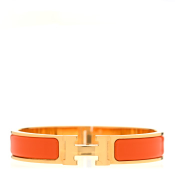 HERMES Enamel Narrow Clic Clac H Bracelet GM Orange