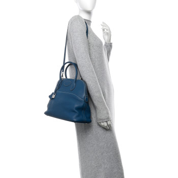 HERMES Taurillon Clemence Bolide 35 Bleu Agate