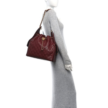 CHANEL Caviar Quilted Medium Chanel 25 Handbag Burgundy