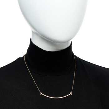 TIFFANY 18K Rose Gold T Smile Pendant Necklace