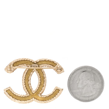 CHANEL Crystal CC Brooch Pin Light Gold