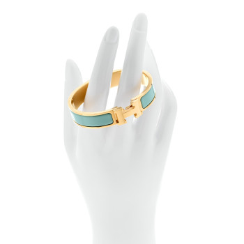 HERMES Enamel Narrow Clic Clac H Bracelet GM Vert Aqua