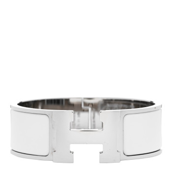 HERMES Enamel Wide Clic Clac H Bracelet GM White