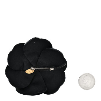 CHANEL Velvet Camellia Brooch Pin Blue