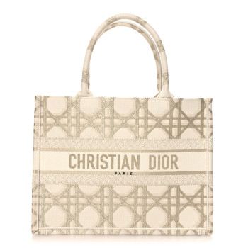 CHRISTIAN DIOR Canvas Embroidered Medium Book Tote Gold Multicolor