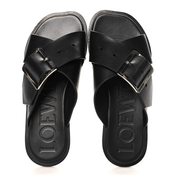 LOEWE Calfskin Petal Belt Flat Sandal 36 Black