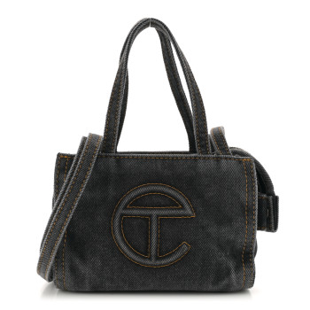 TELFAR Denim Small Shopping Bag Black