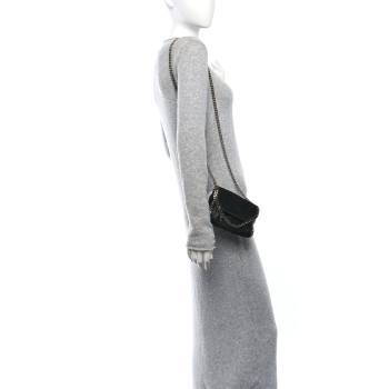 STELLA MCCARTNEY Shaggy Deer Tiny Fold Over Falabella Tote Black