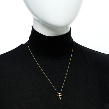 TIFFANY 18K Yellow Gold 12mm Elsa Peretti Cross Pendant Necklace