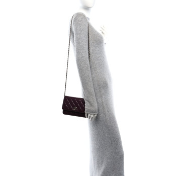 CHANEL Lambskin Quilted Enamel CC Wallet On Chain WOC Burgundy