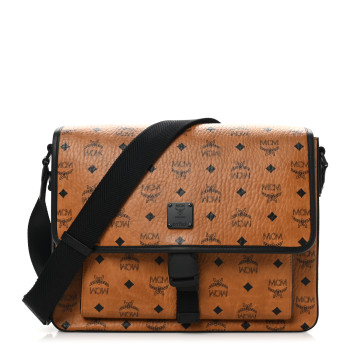 MCM Visetos Medium Klassik Messenger Bag Cognac Black