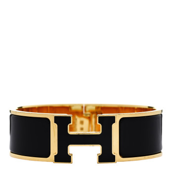 HERMES Enamel Wide Clic Clac H Bracelet GM Black