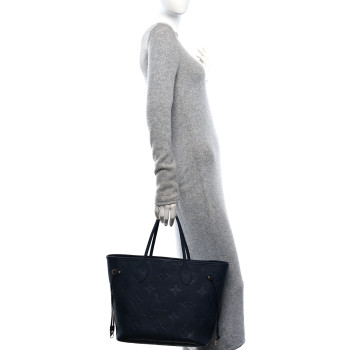 LOUIS VUITTON Empreinte Monogram Giant Neverfull MM Navy