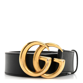 GUCCI Calfskin Double G 40mm Belt 75 30 Black