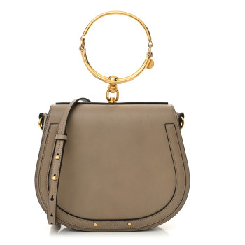 CHLOE Calfskin Suede Medium Nile Bracelet Bag Motty Grey