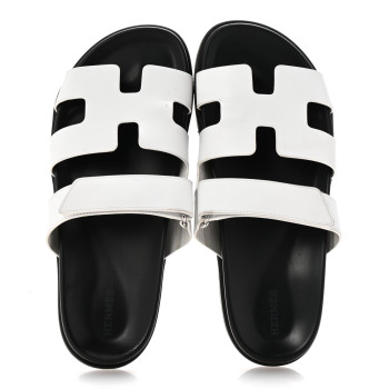 HERMES Calfskin Womens Chypre Sandals 41 White
